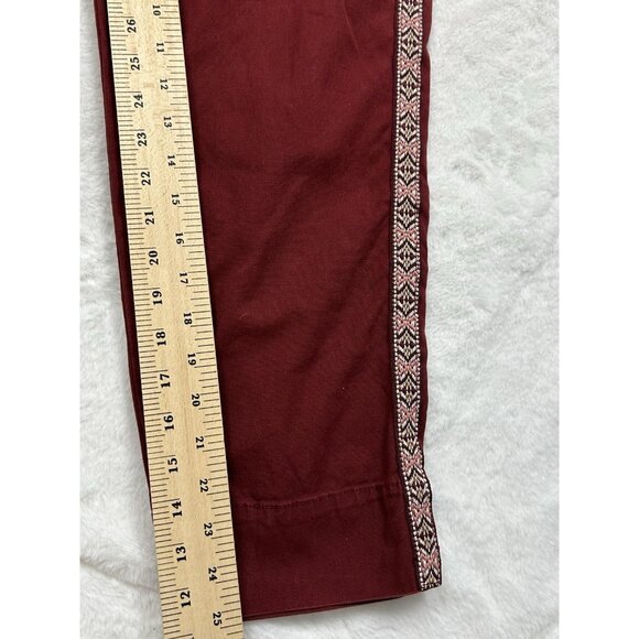 Anthropologie Pants Women Size 6 Maroon Red Ankle Side Striped - Picture 7 of 15